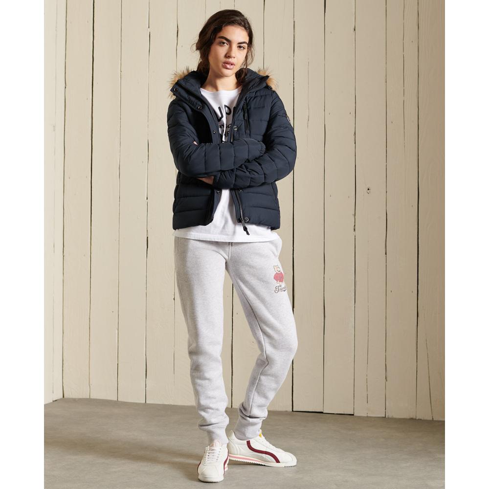 5057847323927 - Damen Klassische Fuji Jacke mit Kunstfellbesatz Marineblau - Größe 42