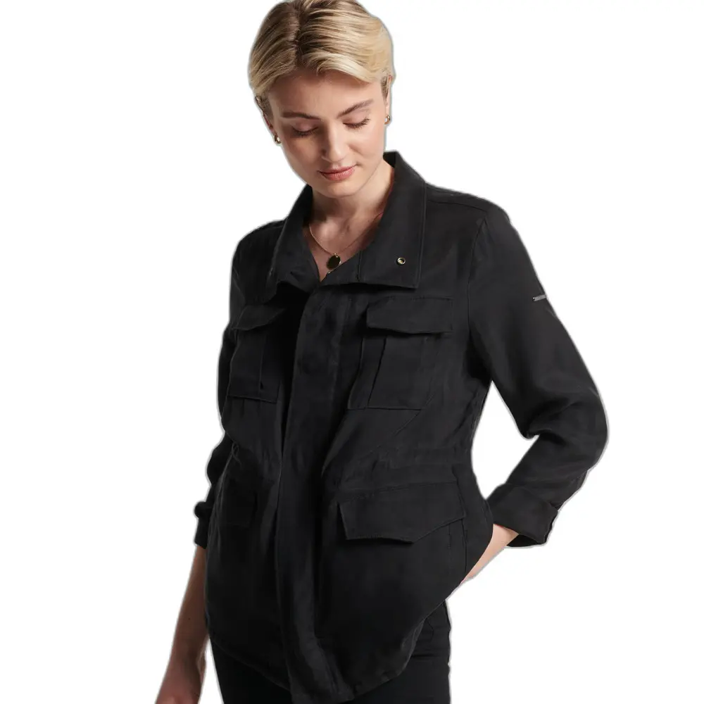 5057847789600 - Womens Cupro M65-Jacke Schwarz - Größe 36