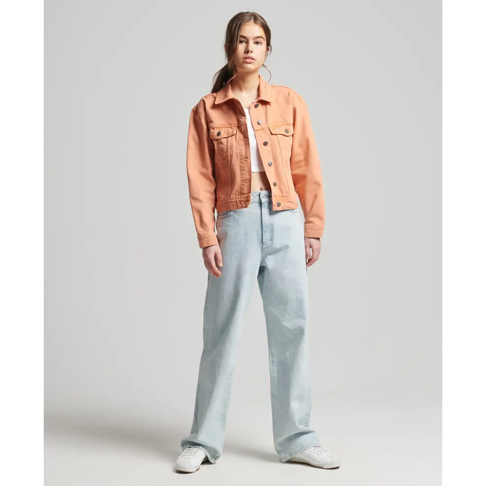 5057847667557 - Womens Vintage Truckerjacke Orange - Größe 36