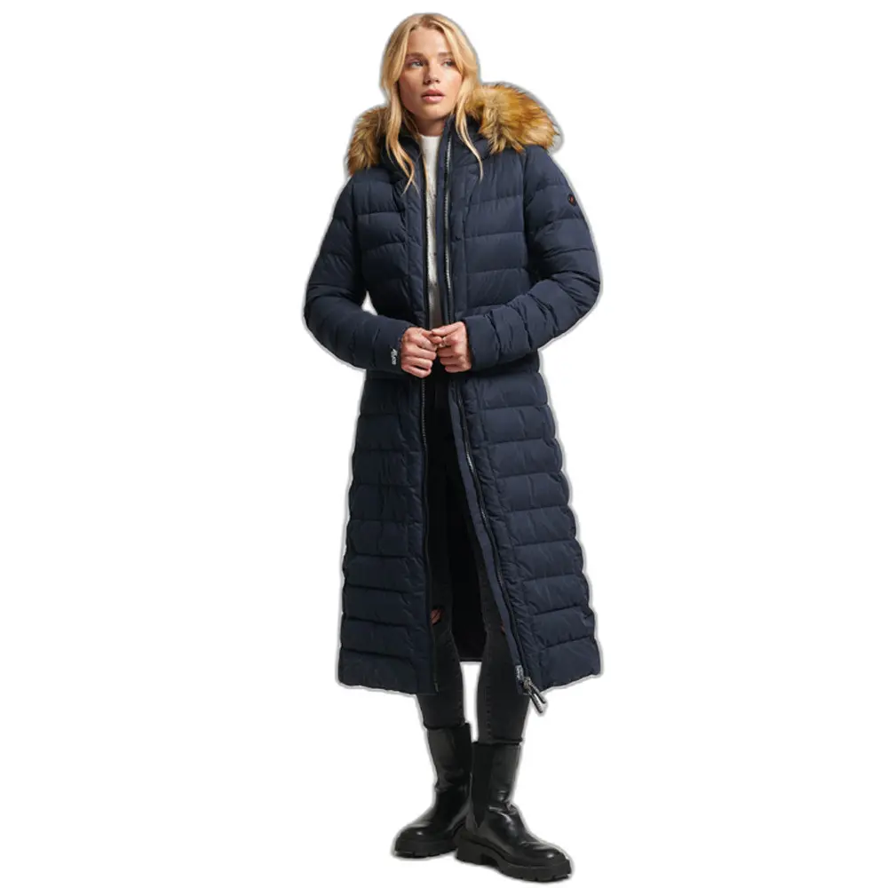 5057847546654 - Womens Langer Arctic Steppmantel Marineblau - Größe 36