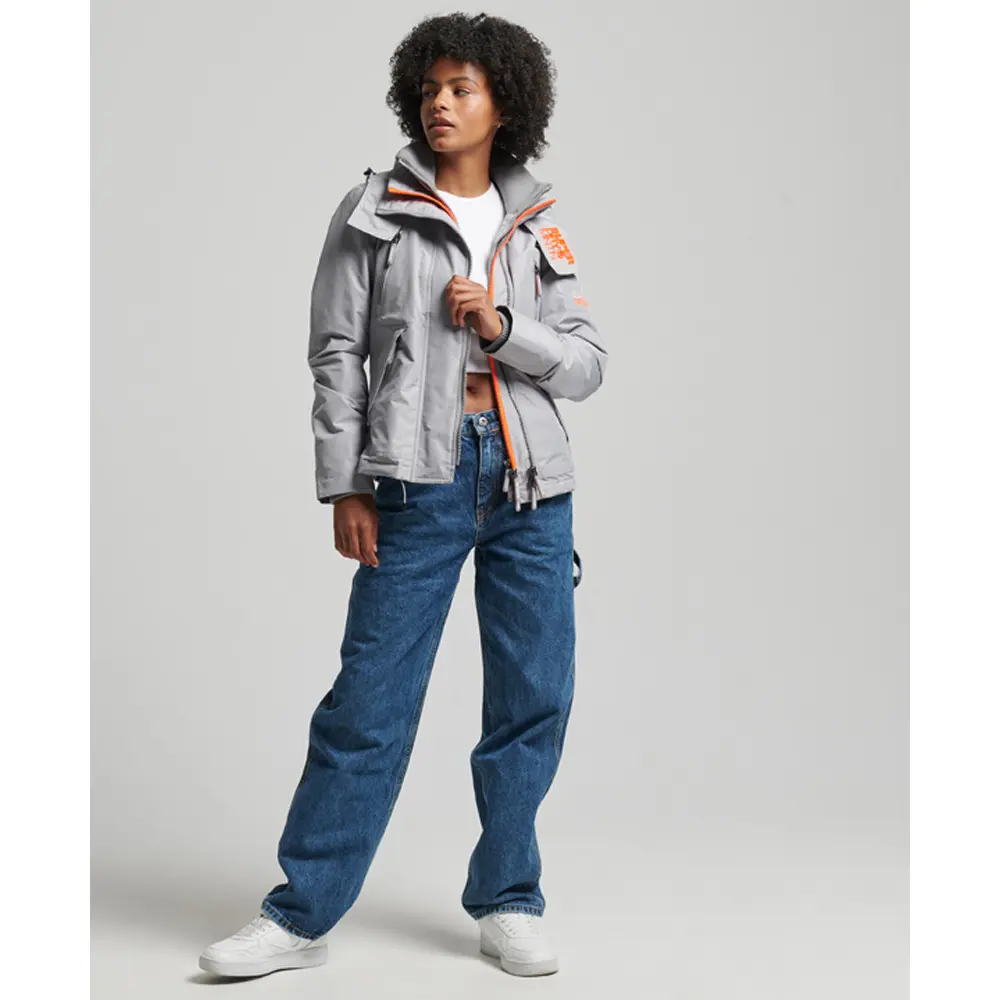 5057847824950 - Womens Mountain Windjacke mit Kapuze Hellgrau - Größe 38