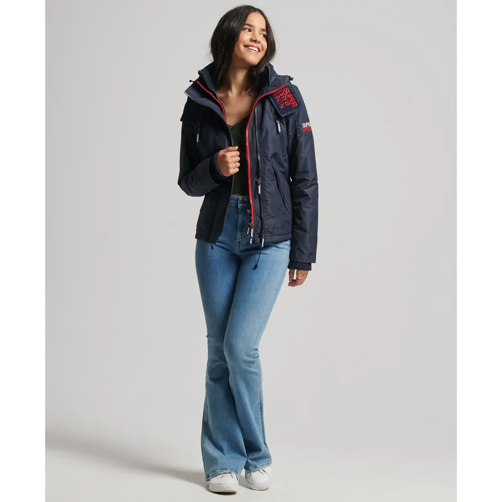 5057847825025 - Womens Mountain Windjacke mit Kapuze Marineblau - Größe 38