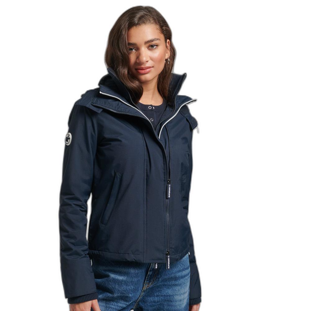 5057847789358 - Womens Pop Arctic SD-Windcheater mit Kapuze und Reißverschluss Marineblau - Größe 38