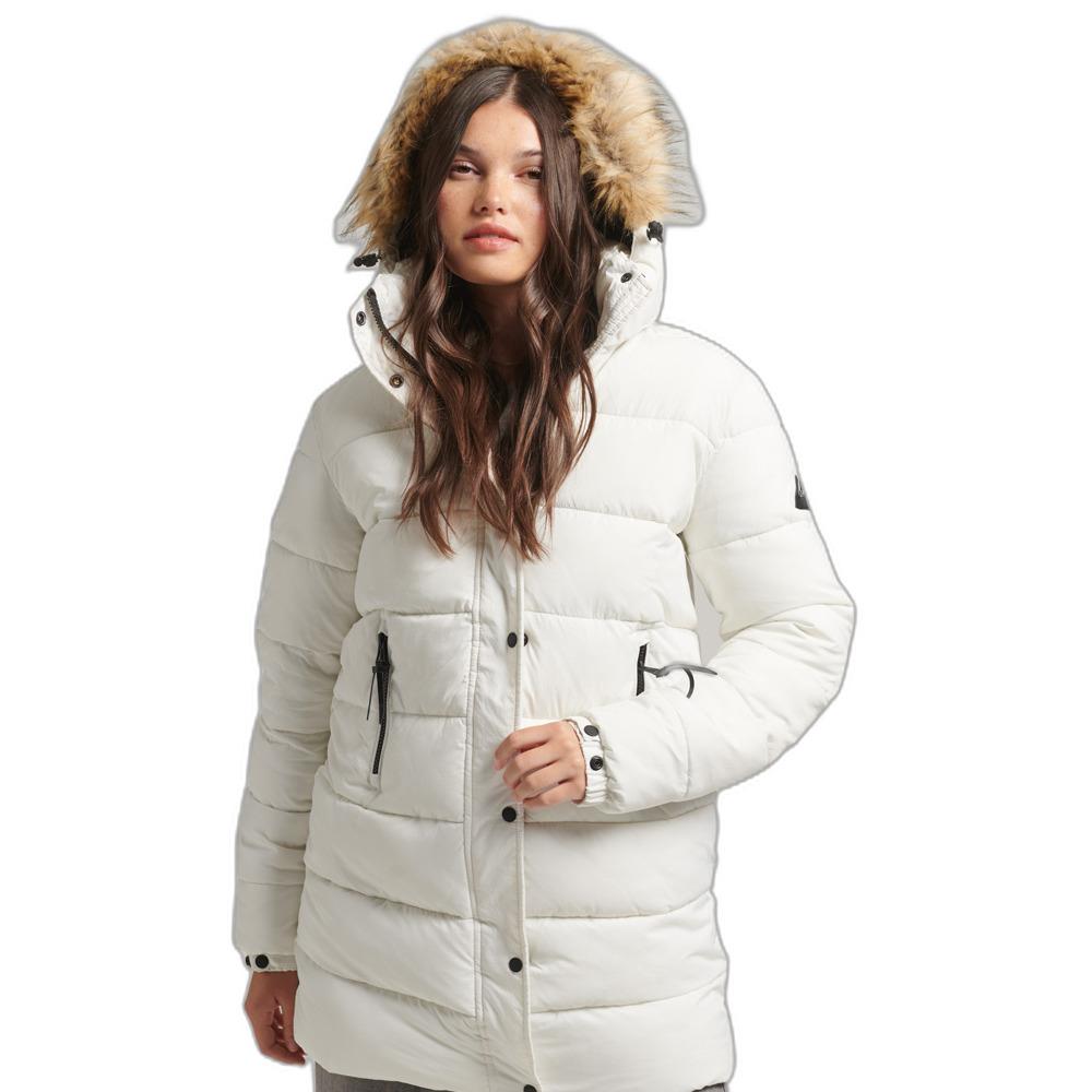 5059726252564 - Damen Mid Layer Kapuzenmantel Weiß - Größe 38