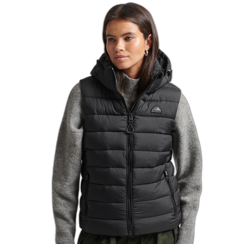 5059726036591 - Womens Klassische Steppweste mit Kapuze Schwarz - Größe 42