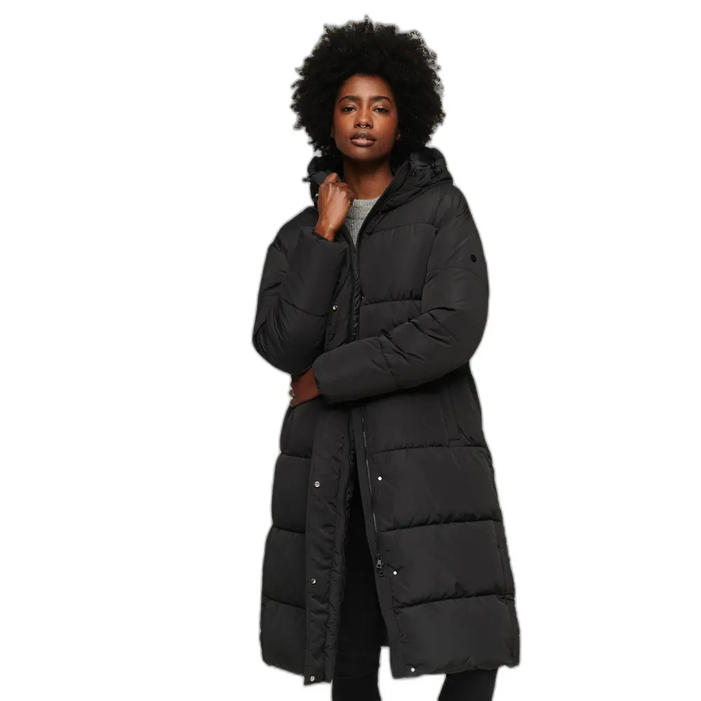 5059726326647 - Damen Schwarz Langer Steppmantel Größe 40 - Größe 40