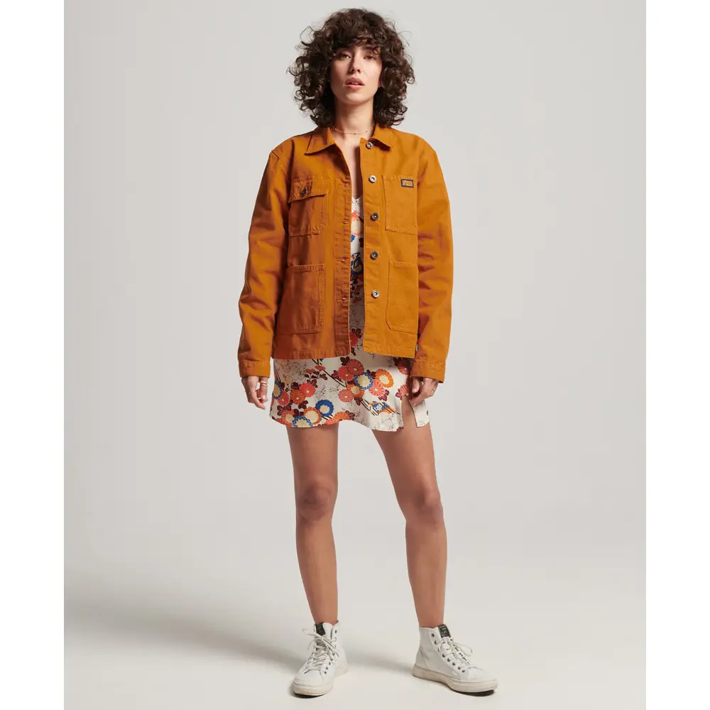 5059726561390 - Damen Vintage Chore Jacke aus Bio-Baumwolle Braun - Größe 42