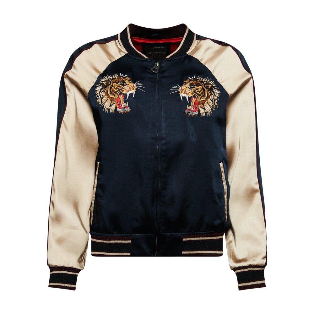 5059726416997 - Damen Vintage Suikajan Jacke mit Stickerei Marineblau - Größe 38