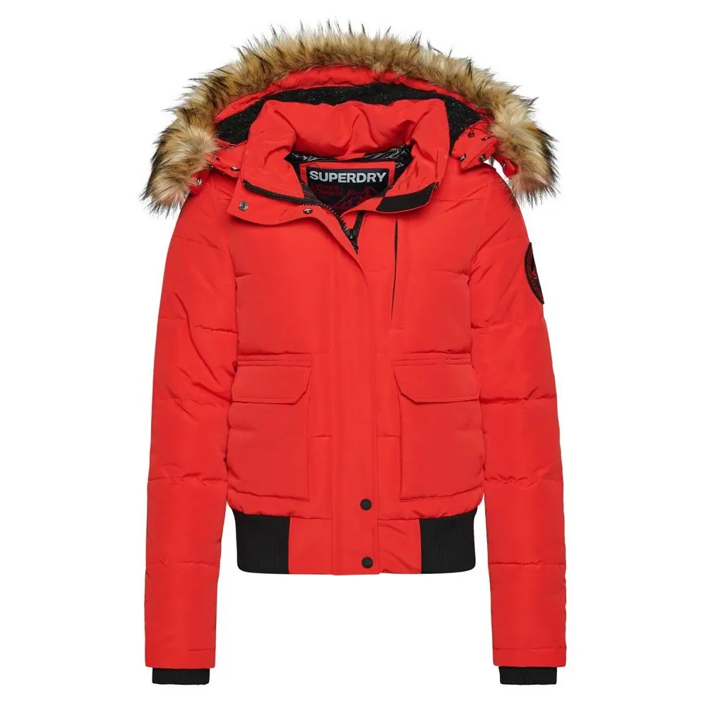 5059726912888 - Damen Everest Bomber-Steppjacke mit Kapuze Rot - Größe 40