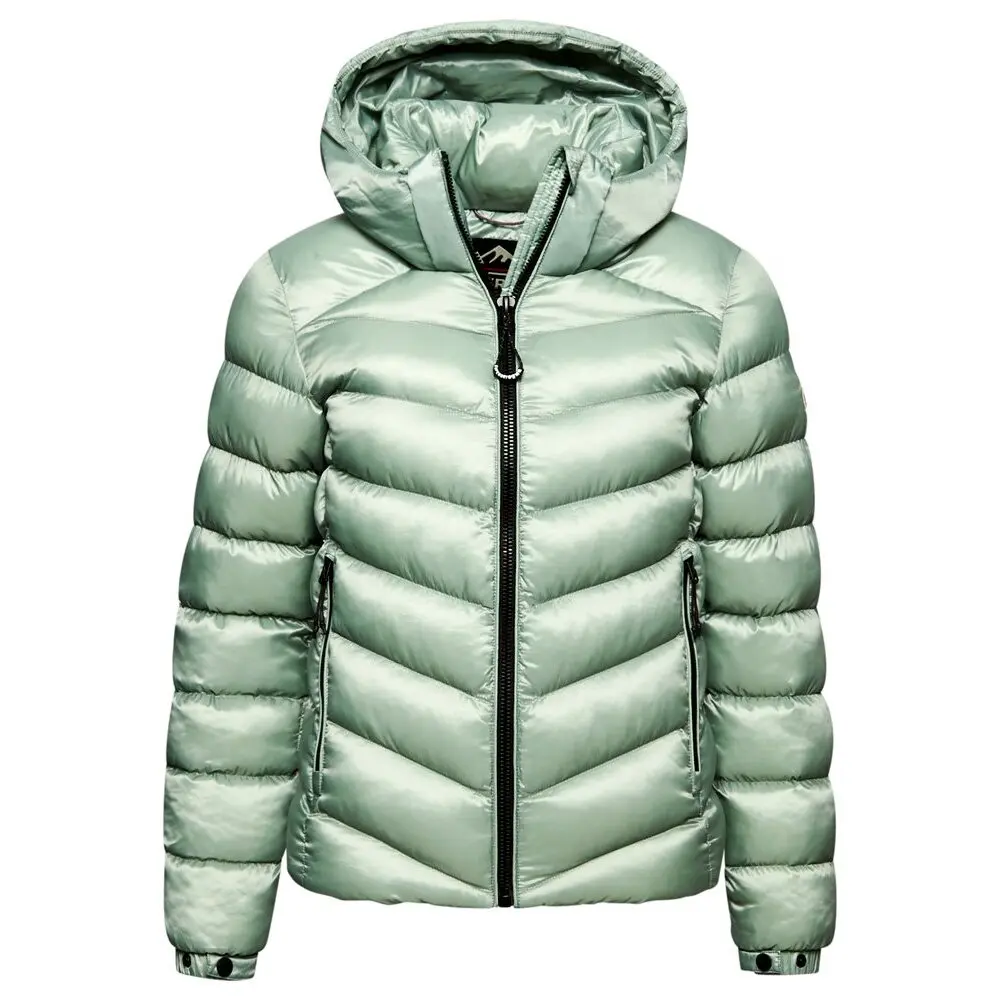 5059726849597 - Damen Fuji Steppjacke mit Kapuze Grün - Größe 36