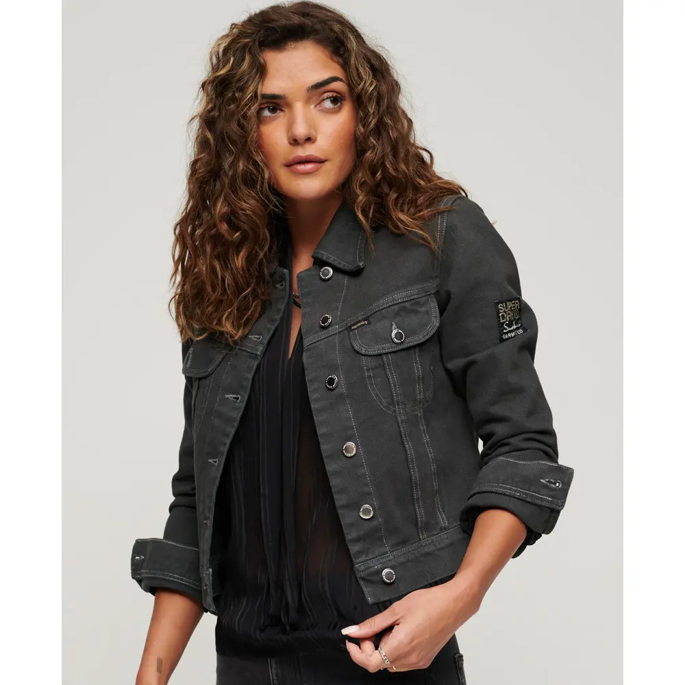 5059726987169 - Damen Verkürzte St Tropez Workwear-Jacke Schwarz - Größe 36