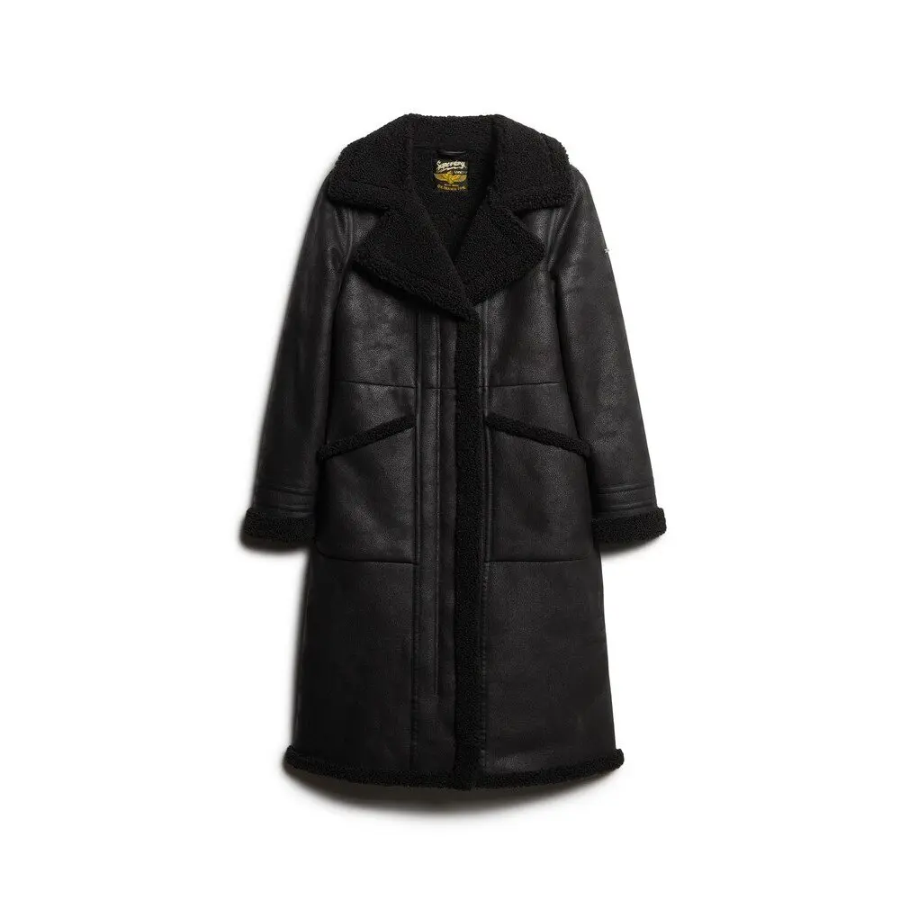 5063068144036 - Frauen langer Fliegerjacke aus synthetischem Lammfell Superdry