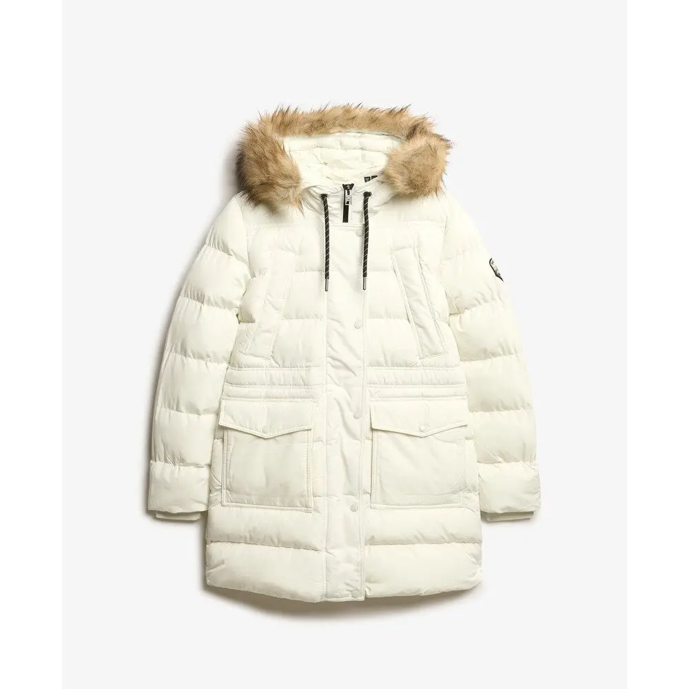 Giacca imbottita metà lunghezza in pelliccia sintetica da donna Superdry