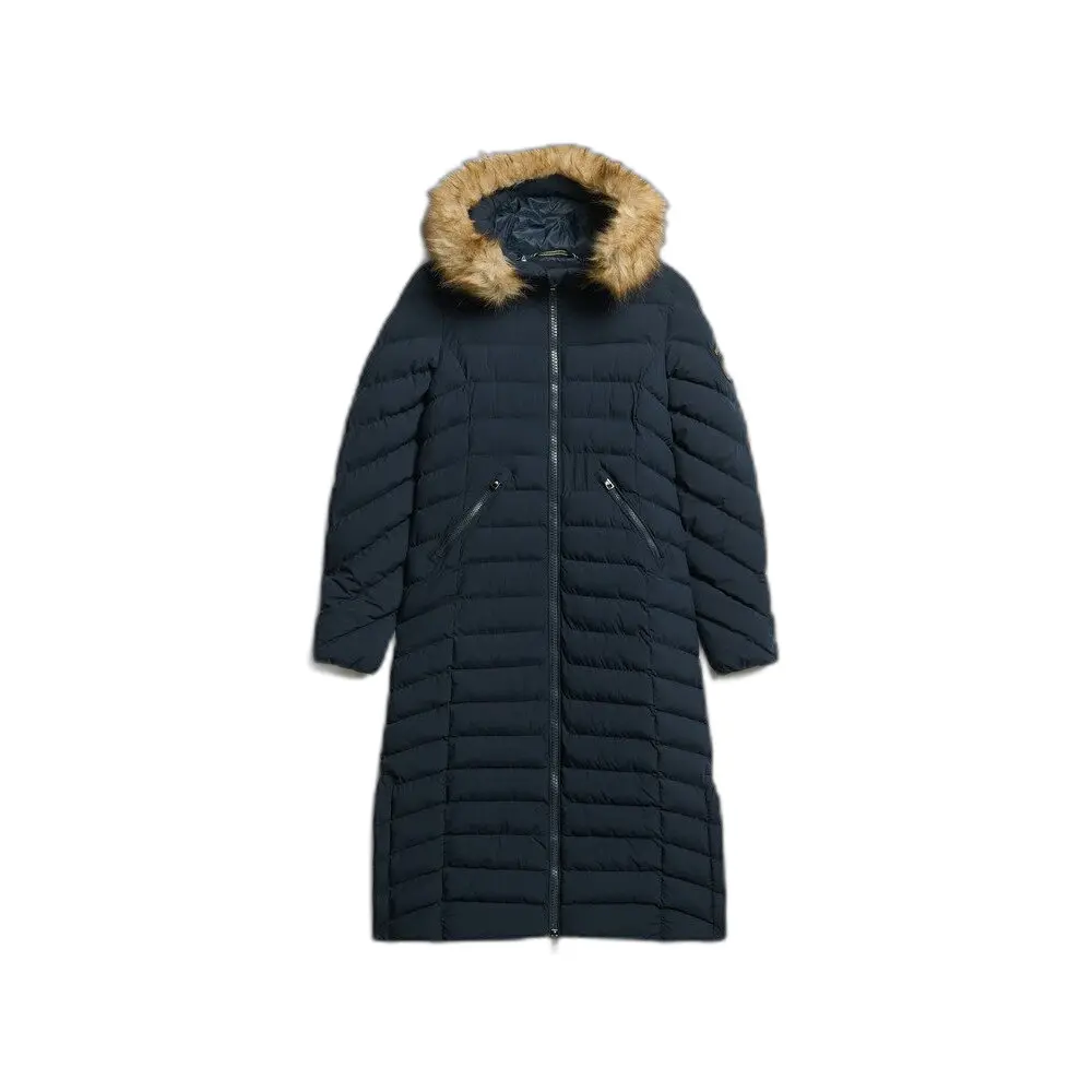 5063068374464 - Lange Steppjacke mit Kapuze aus Kunstfell für Damen Fuji