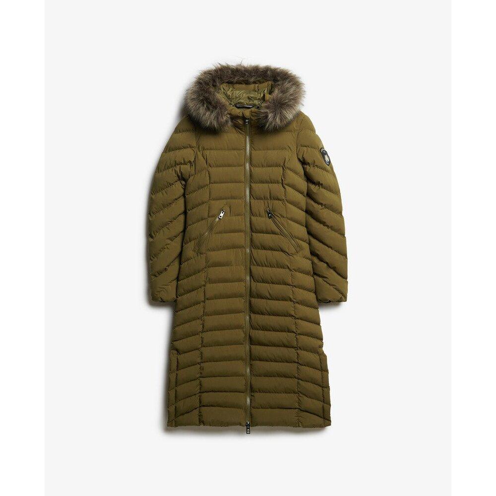 5063068374563 - Lange Steppjacke mit Kapuze aus Kunstfell für Damen Fuji