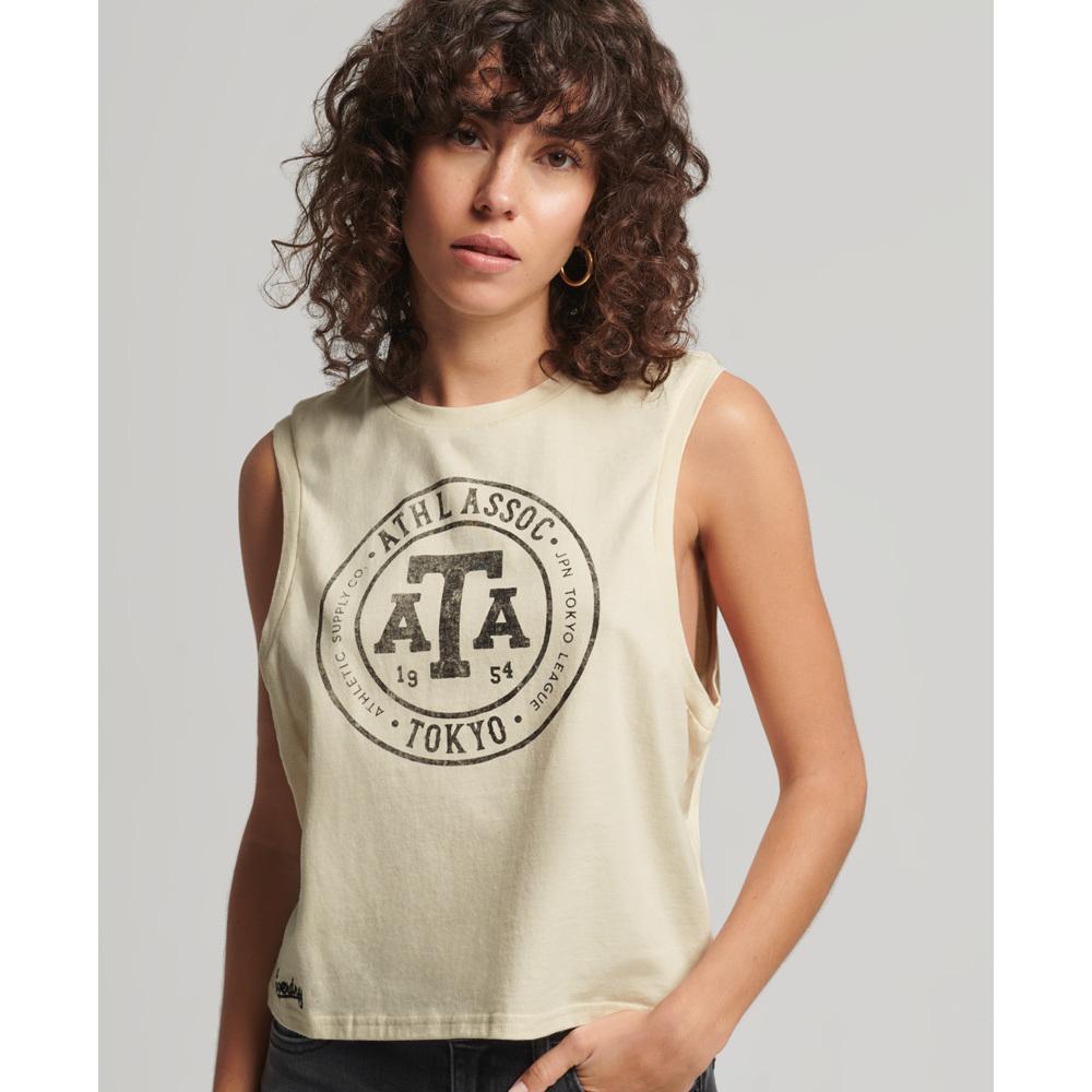 5057847670229 - Womens Vintage Collegiate Tanktop Creme - Größe 38