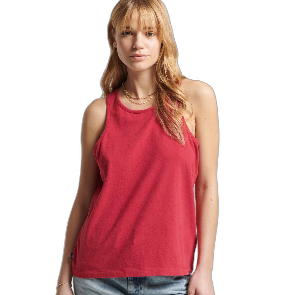 5057847672254 - Womens Trägershirt aus Bio-Baumwolle mit Stickerei und Vintage-Logo Rot - Größe 38