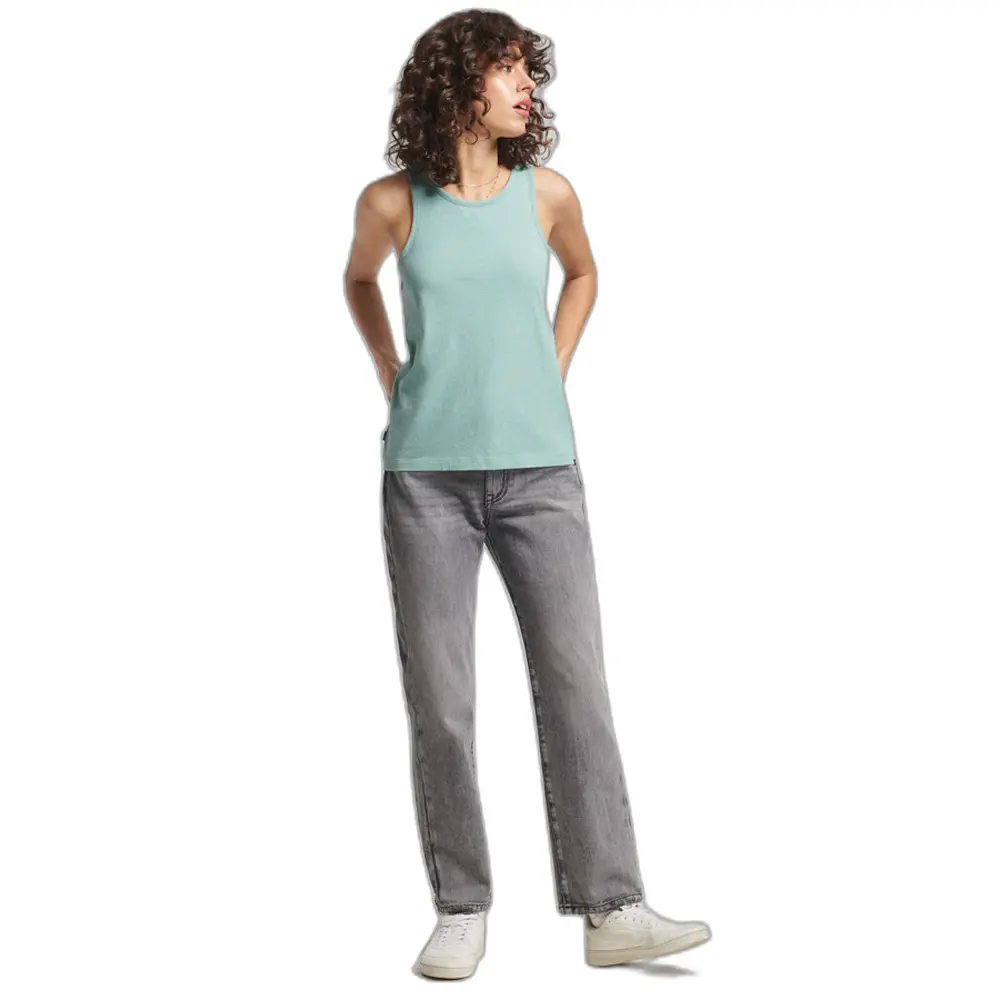 5057847672452 - Womens Trägershirt aus Bio-Baumwolle mit Stickerei und Vintage-Logo Türkis - Größe 36