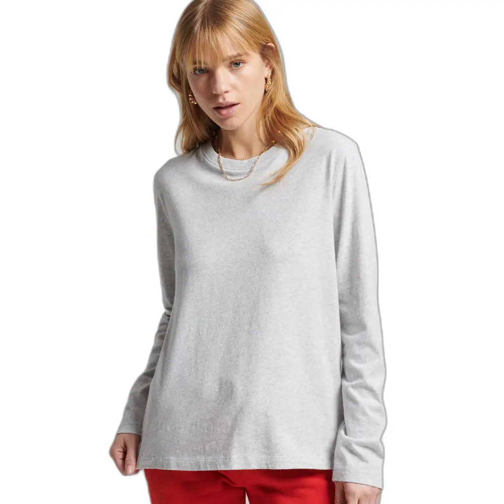 5057847676023 - Damen Longsleeve VINTAGE LOGO EMB L S TOP Glacier Grey Marl Hellgrau