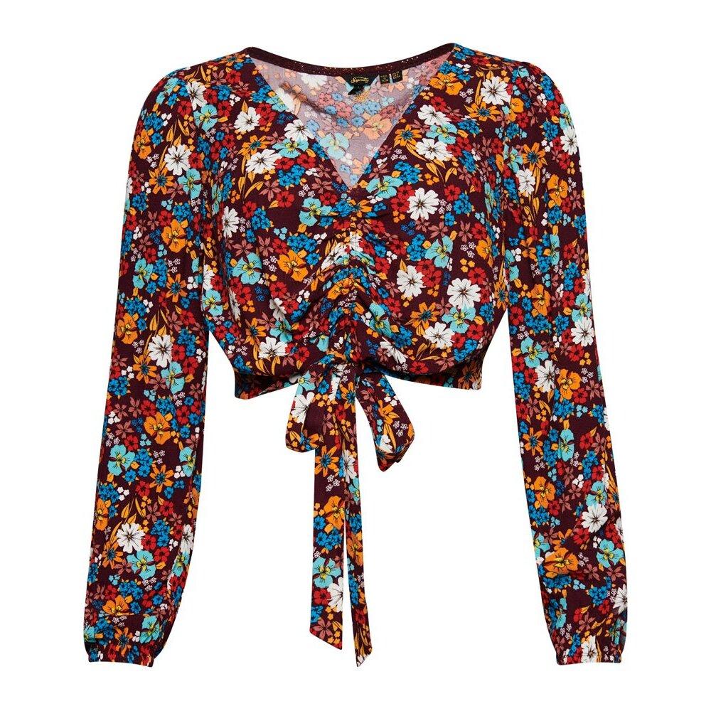 5059726417611 - Damen Bindesaum-Oberteil im Vintage-Look Braun - Größe 40