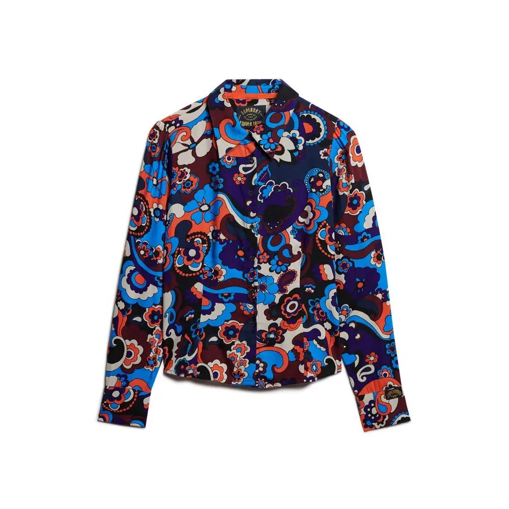 Camicia a maniche lunghe stampata donna  70s
