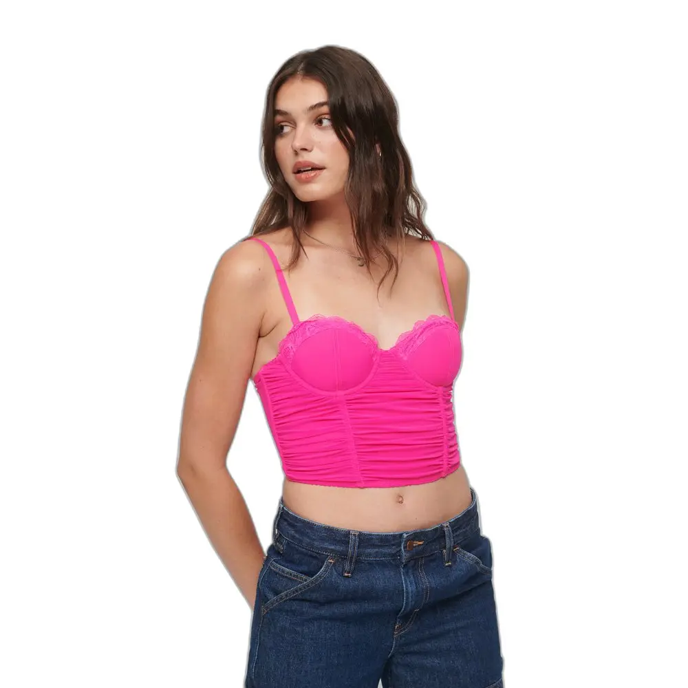 Bustier corto da donna in rete arricciata