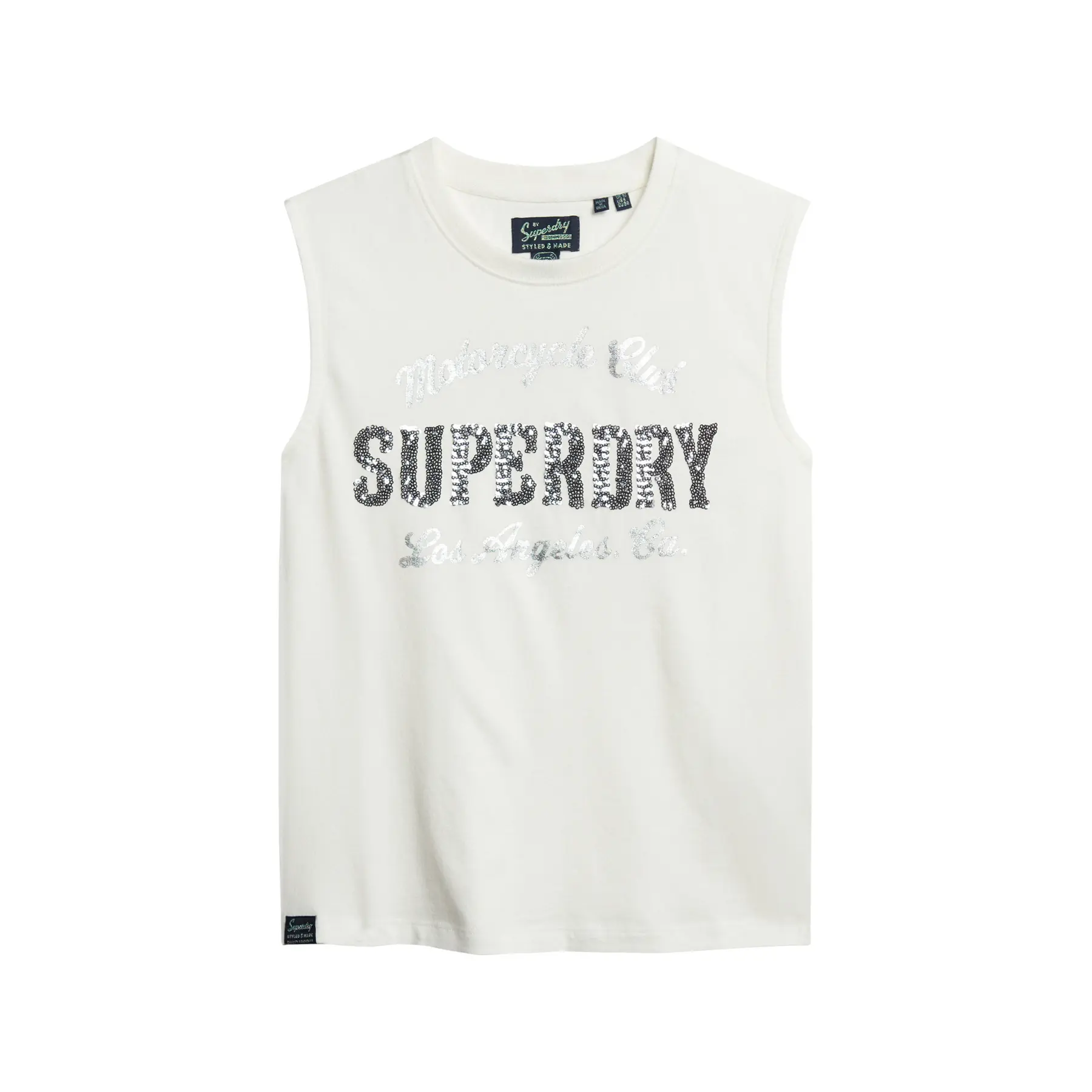 Superdry Para Mujer. W6011899A Camiseta Ajustada Blanco (S), Casual, AlgodóN, Sin Mangas / Tirantes-image