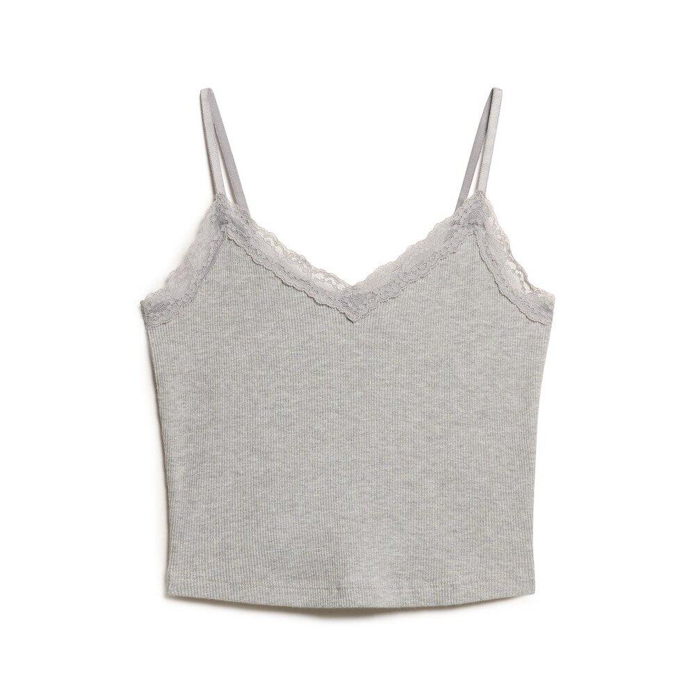 5063068442743 - Kurzes Top mit Spitzenbesatz für Frauen Essential