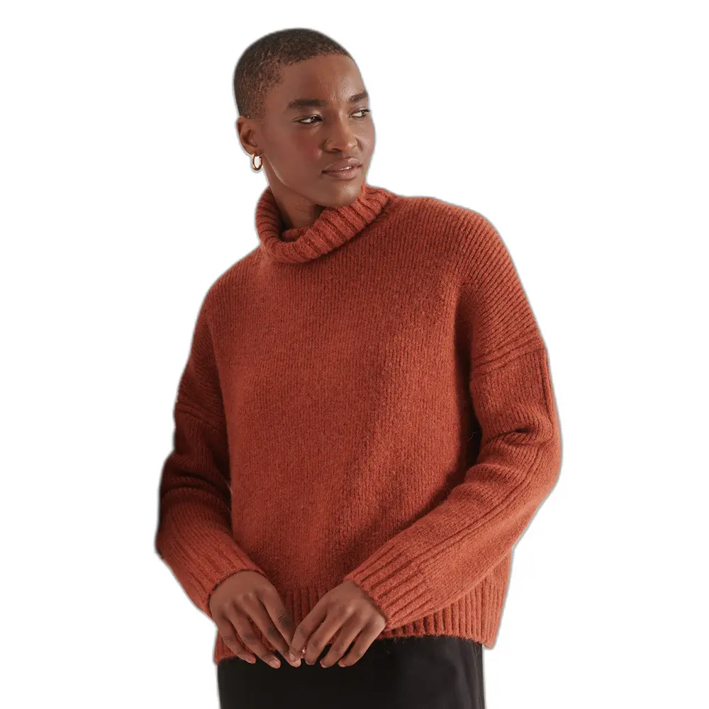 5057847327437 - Womens Grobgestrickter Studios Rollkragenpullover Orange - Größe 42