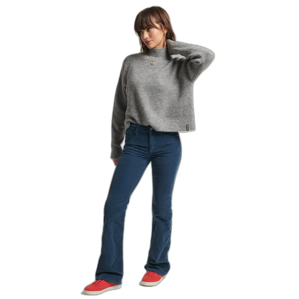 5057847857170 - Womens Vintage Essential Pullover mit Angedeutetem Ausschnitt Hellgrau - Größe 42