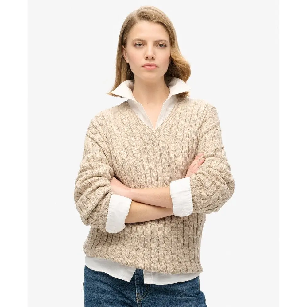5063068384104 - Oversize-gezopfter Pullover mit V-Ausschnitt für Damen Superdry