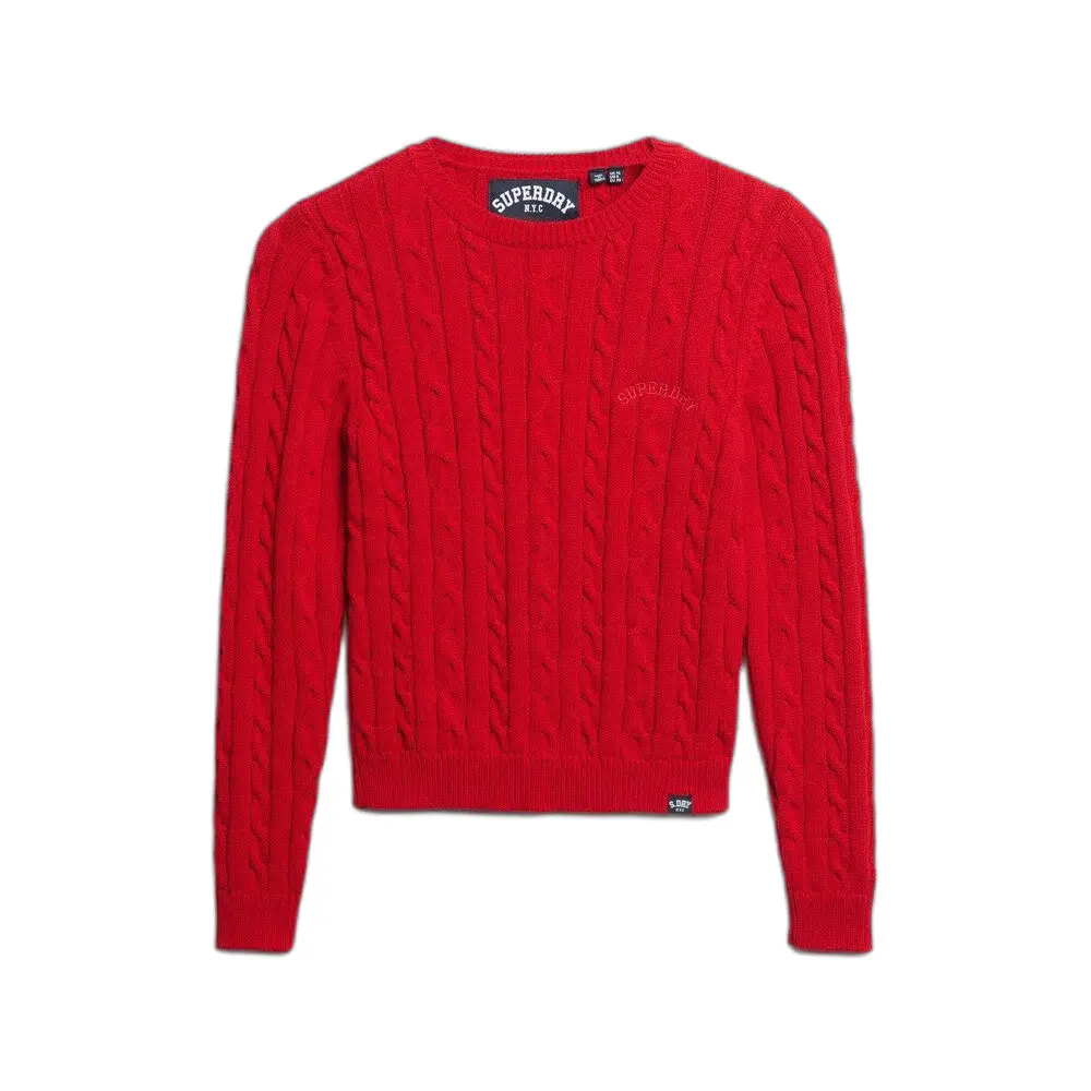 5063068875763 - Feinstrickpullover mit Zopfdesign Rundhalsausschnitt Damen Superdry