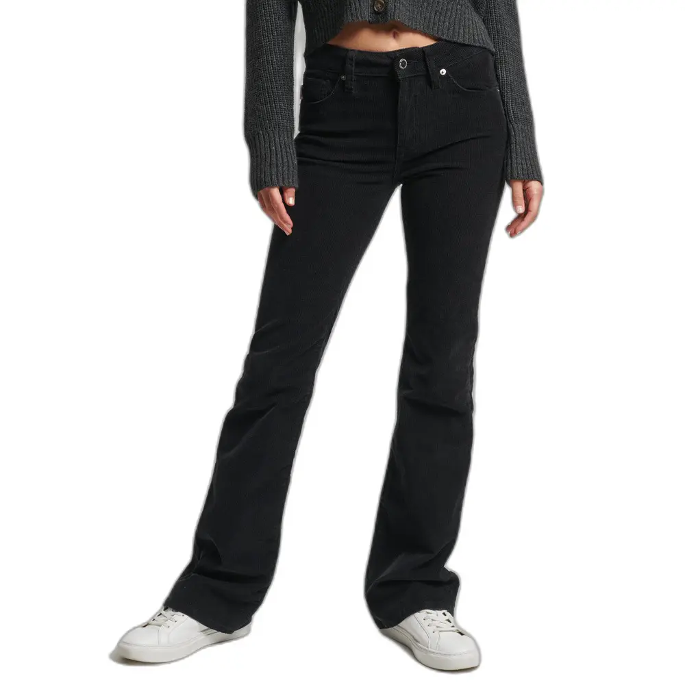 5057847019004 - Womens Ausgestellte Cordjeans mit Mittlerer Leibhöhe Schwarz - Größe 26 31
