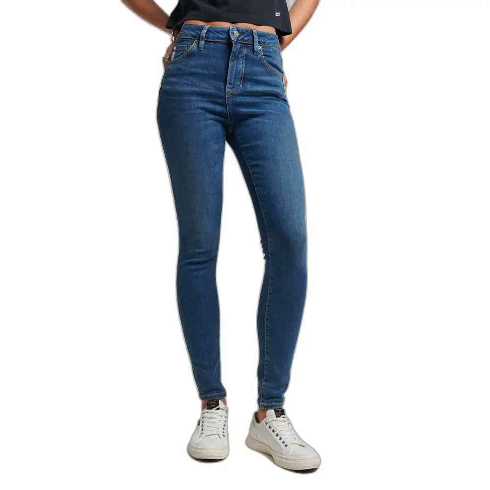 5059726054175 - Womens Skinny Jeans aus Bio-Baumwolle mit Hohem Bund Dunkelblau - Größe 28 30