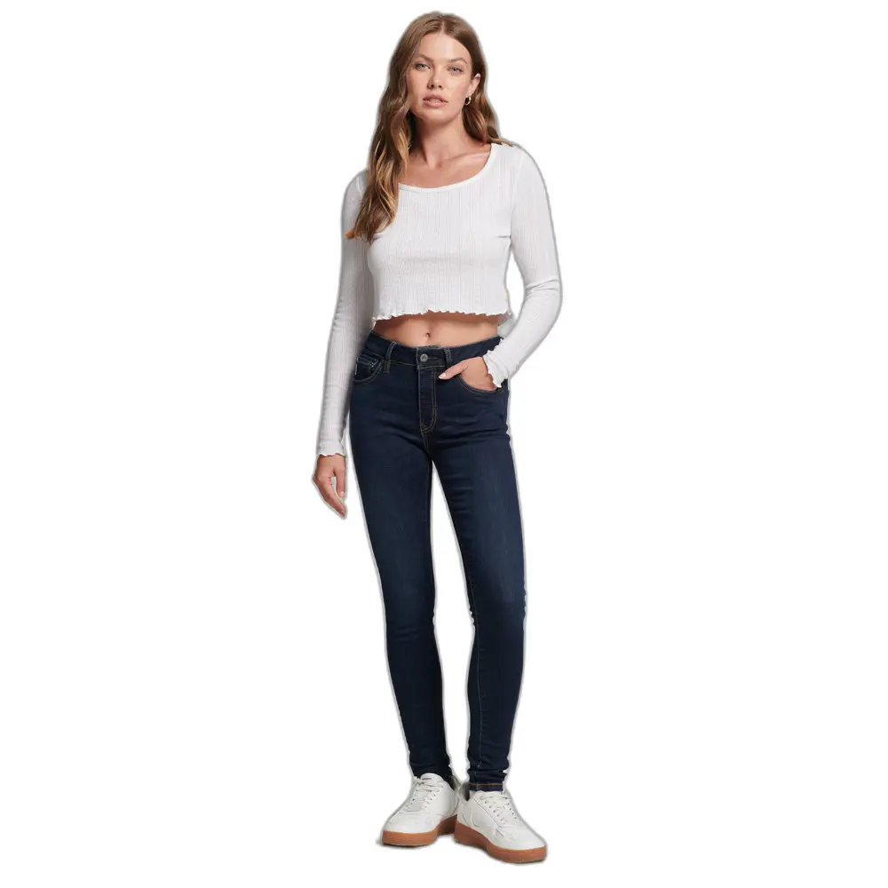 5059726058029 - Womens Röhrenjeans mit Mittlerer Leibhöhe aus Bio-Baumwolle Dunkelblau - Größe 28 30