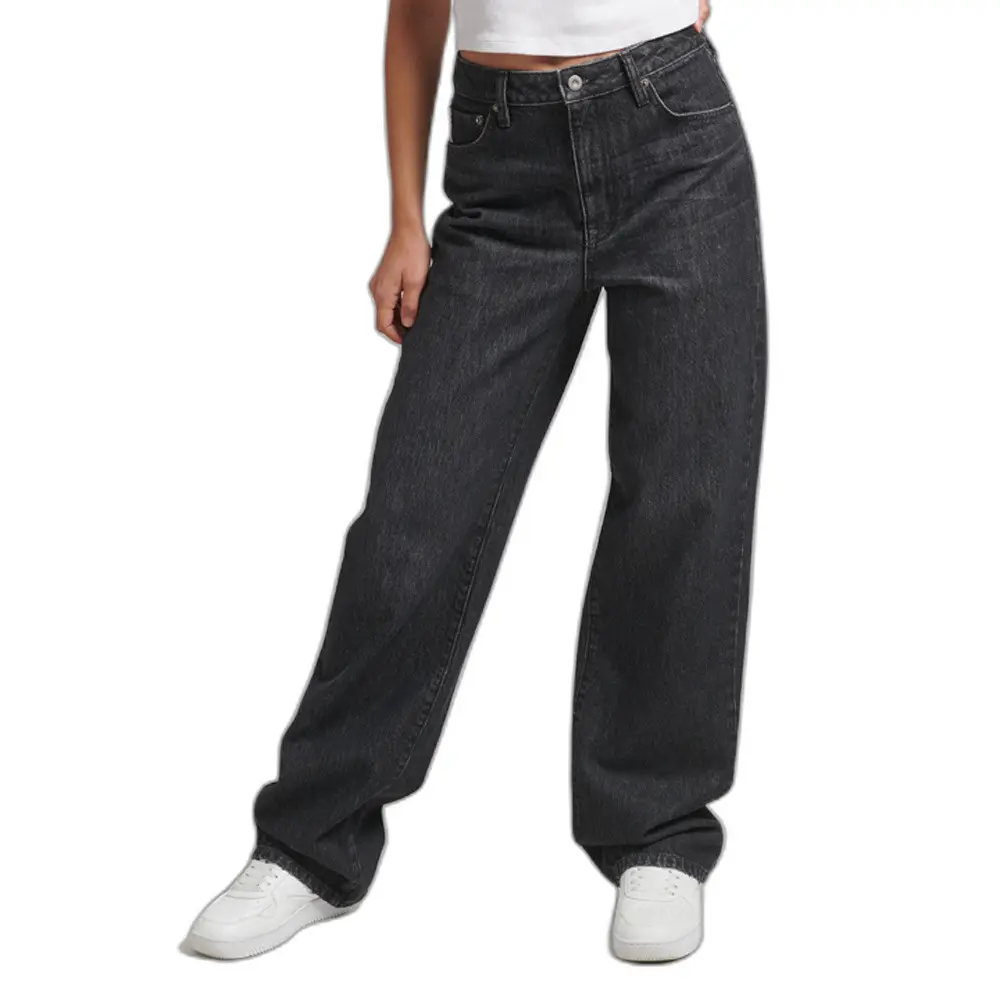 5059726060831 - Womens Jeans aus Bio-Baumwolle mit Weitem Beinschnitt Schwarz - Größe 34 30