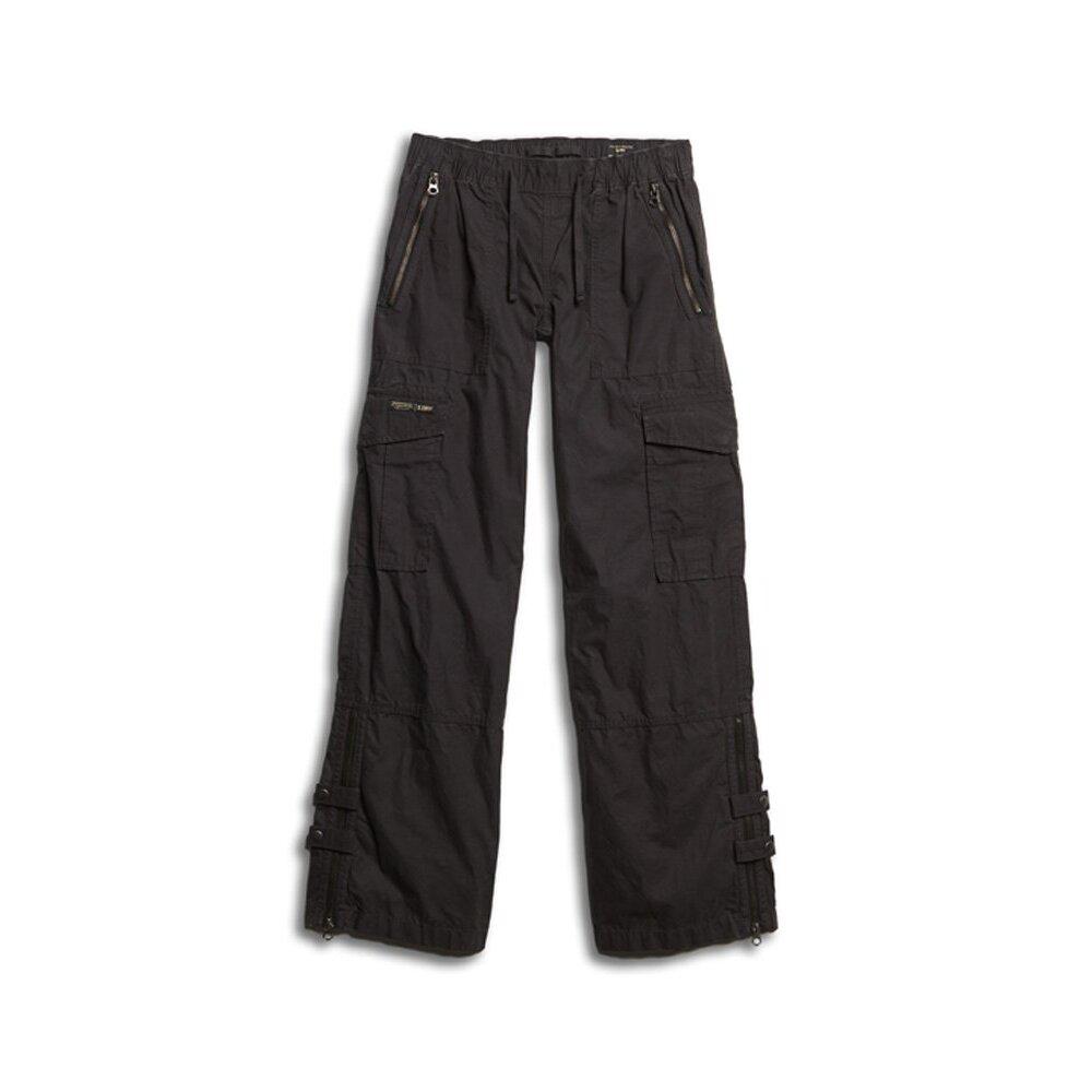 5059726630478 - Womens Cargohose mit Weitem Beinschnitt und Niedriger Leibhöhe Schwarz - Größe 40