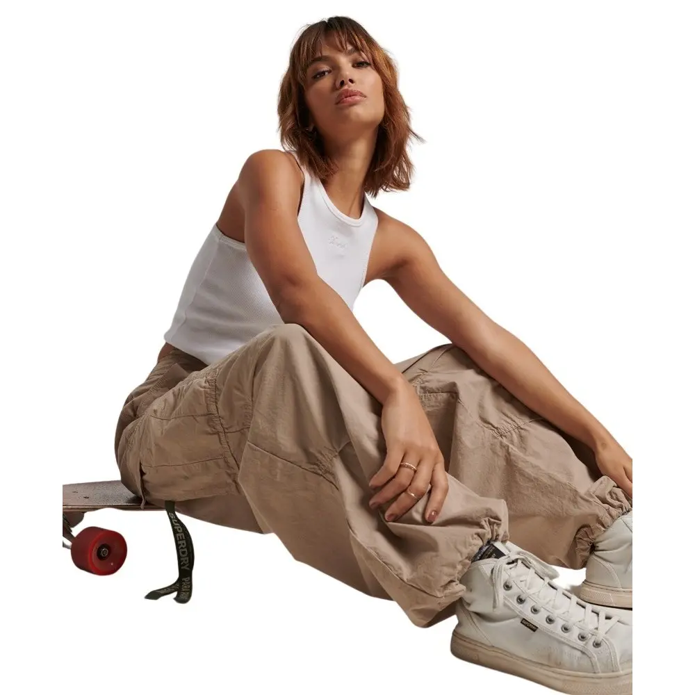 5059726721091 - Womens Weit Geschnittene Parachute Hose Braun - Größe S M