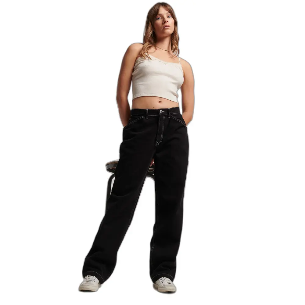 5059726770006 - Damen Contrast Carpenter Hose Schwarz - Größe 30 30