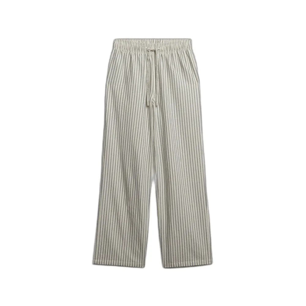 Pantaloni elasticizzati a righe in cotone da donna