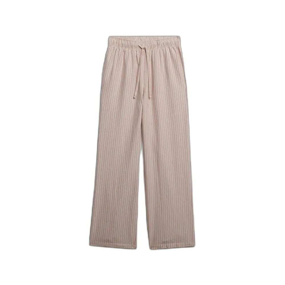 Pantaloni elasticizzati a righe in cotone da donna