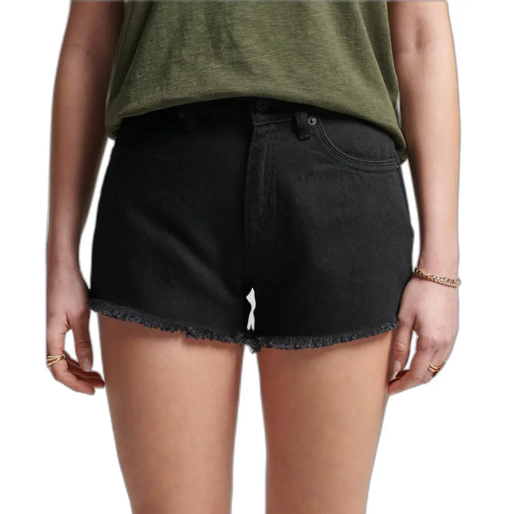 5057847722713 - Womens Studios Denim-Shorts aus Bio-Baumwolle mit Hohem Bund Schwarz - Größe 38