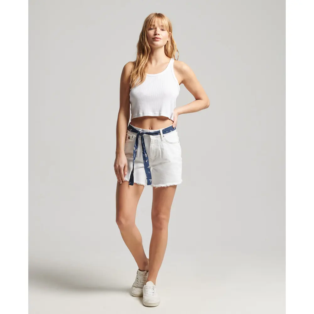 5057847691477 - Womens Schmale Shorts mit Mittlerer Leibhöhe Weiß - Größe 34
