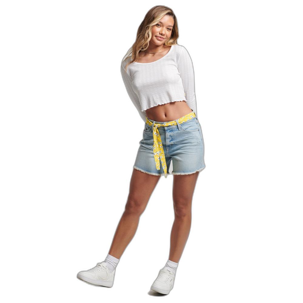 5057847691910 - Womens Schmale Shorts mit Mittlerer Leibhöhe Hellblau - Größe 34