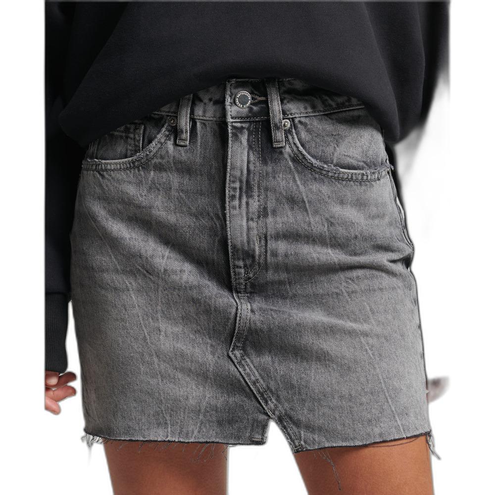 5059726172022 - Damen Vintage Jeans-Minirock Schwarz - Größe 36