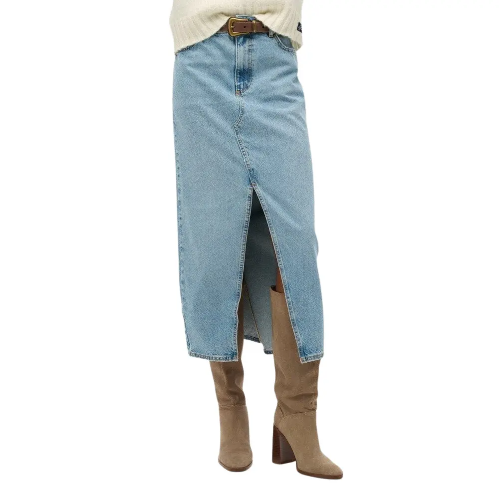 5063068421878 - Langer geschlitzter Jeansrock Damen Superdry