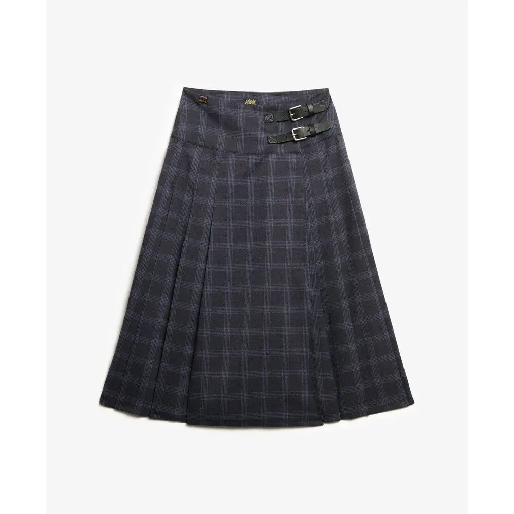 5063068655853 - Karierte knielange plissierte Damenrock Superdry