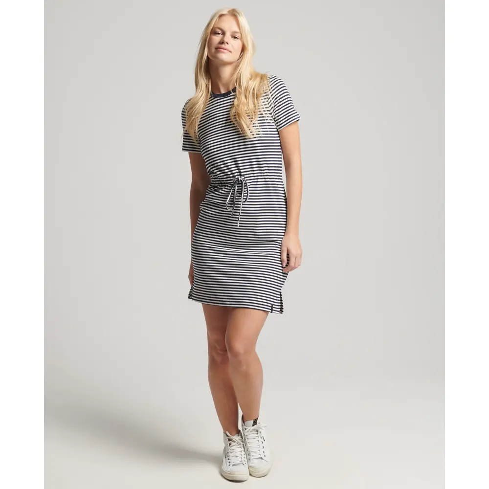 5057847747105 - Womens T-Shirt-Kleid mit Kordelzug Marineblau - Größe 36