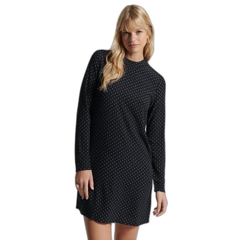 5057847358912 - Damen Studios Langärmeliges Gewebtes Minikleid Schwarz - Größe 36