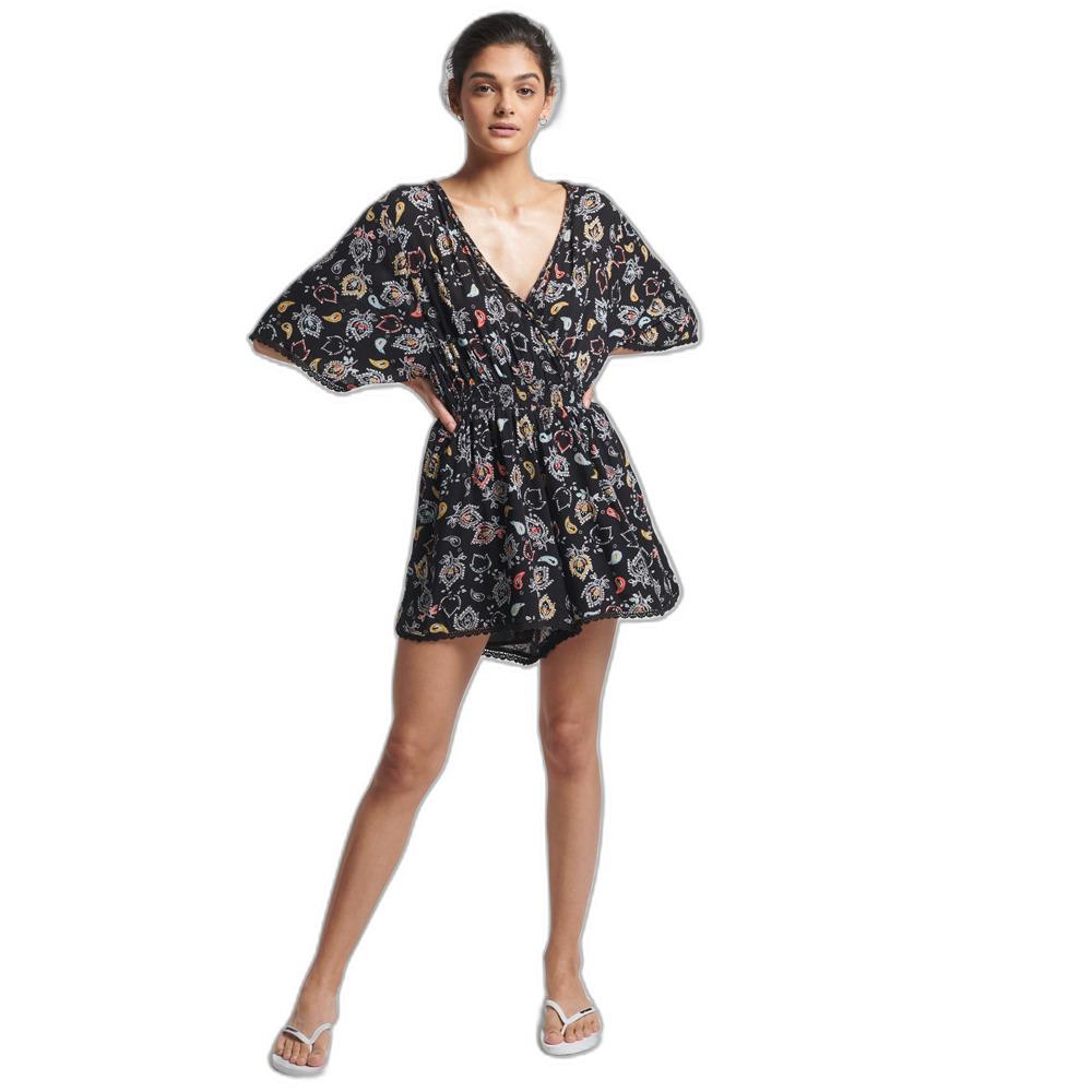 5057847698322 - Womens Strand-Playsuit im Vintage-Look Schwarz - Größe 36